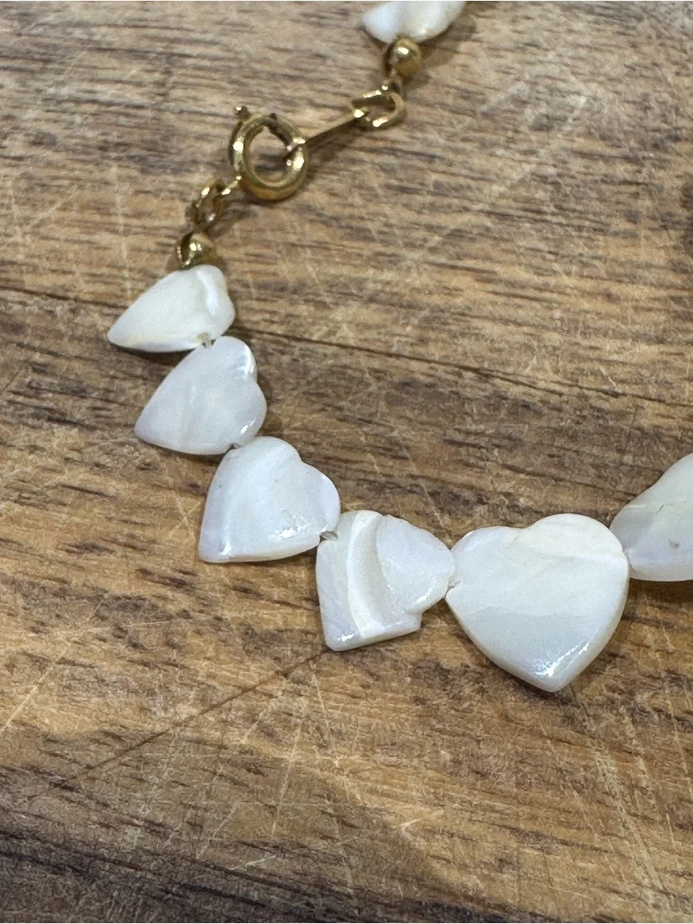 Mother of Pearl Heart Beaded Necklace 17in